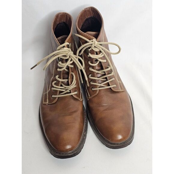 Perry Ellis Portfolio March Chukka Boots Ankle Brown Leather Mens Size 8 - Picture 3 of 8